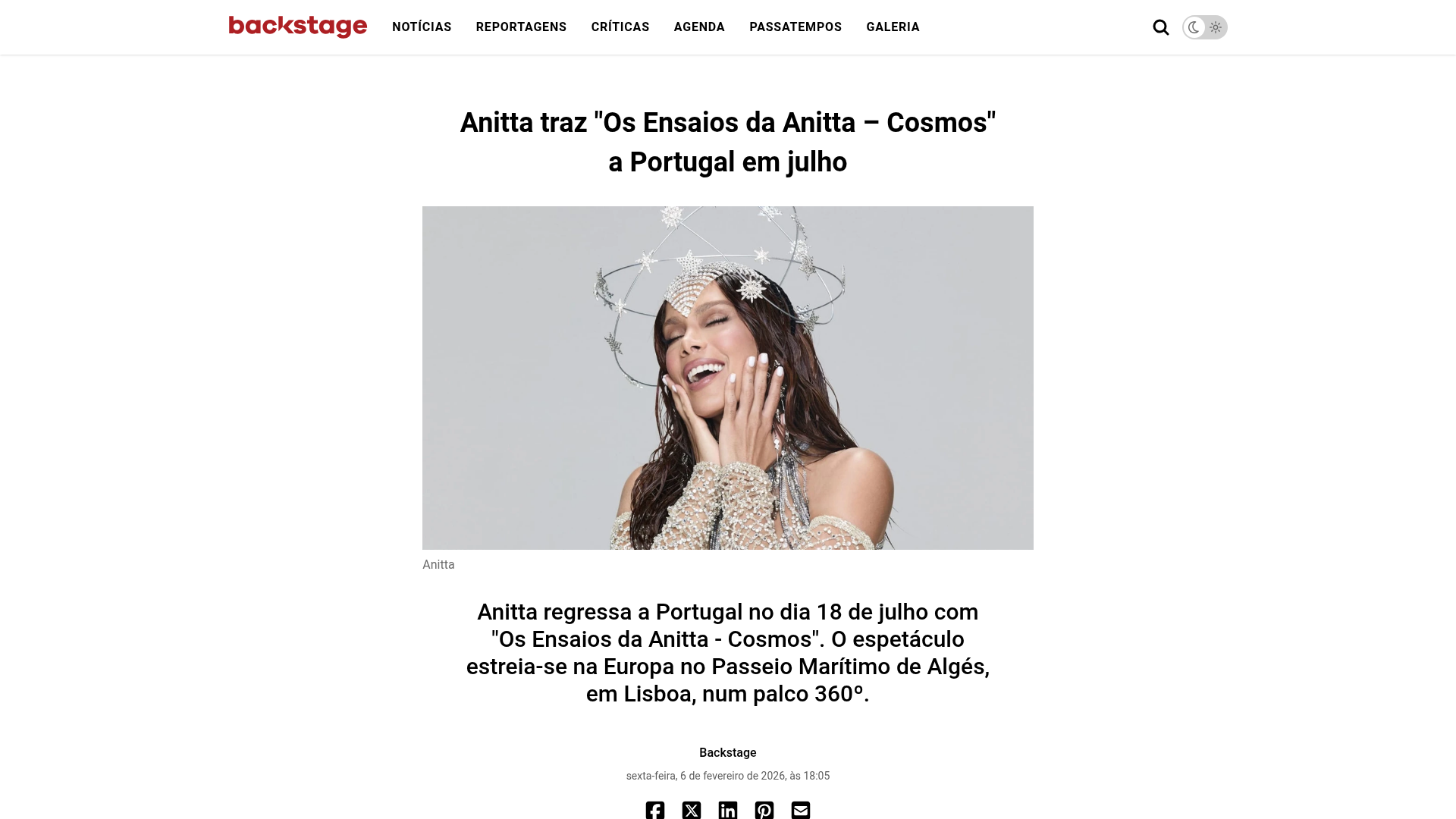 Backstage Portugal: Anitta brings the Anitta Cosmos Rehearsals to Portugal in July
