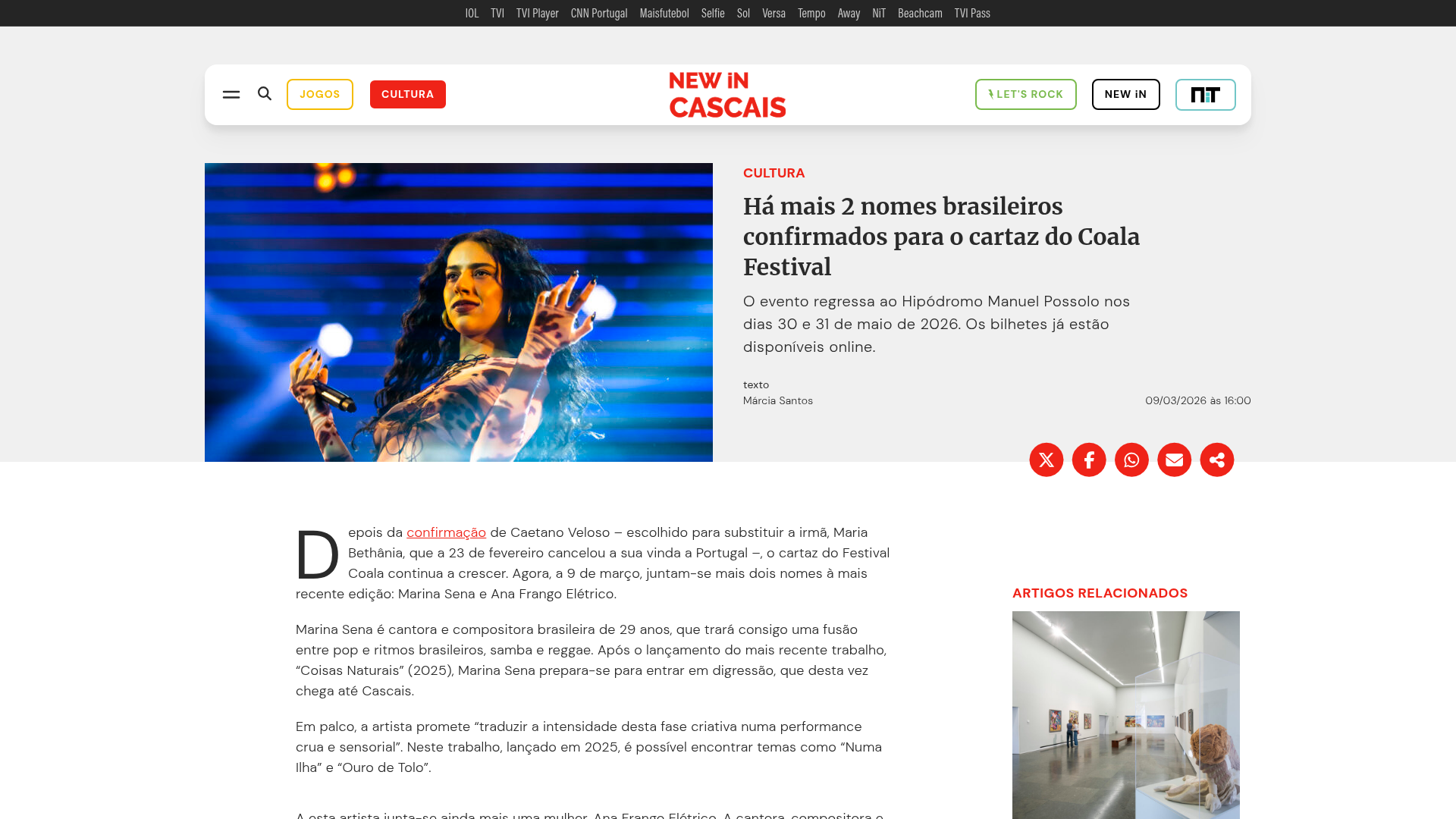 New in Cascais: More Brazilian names confirmed for Coala Festival