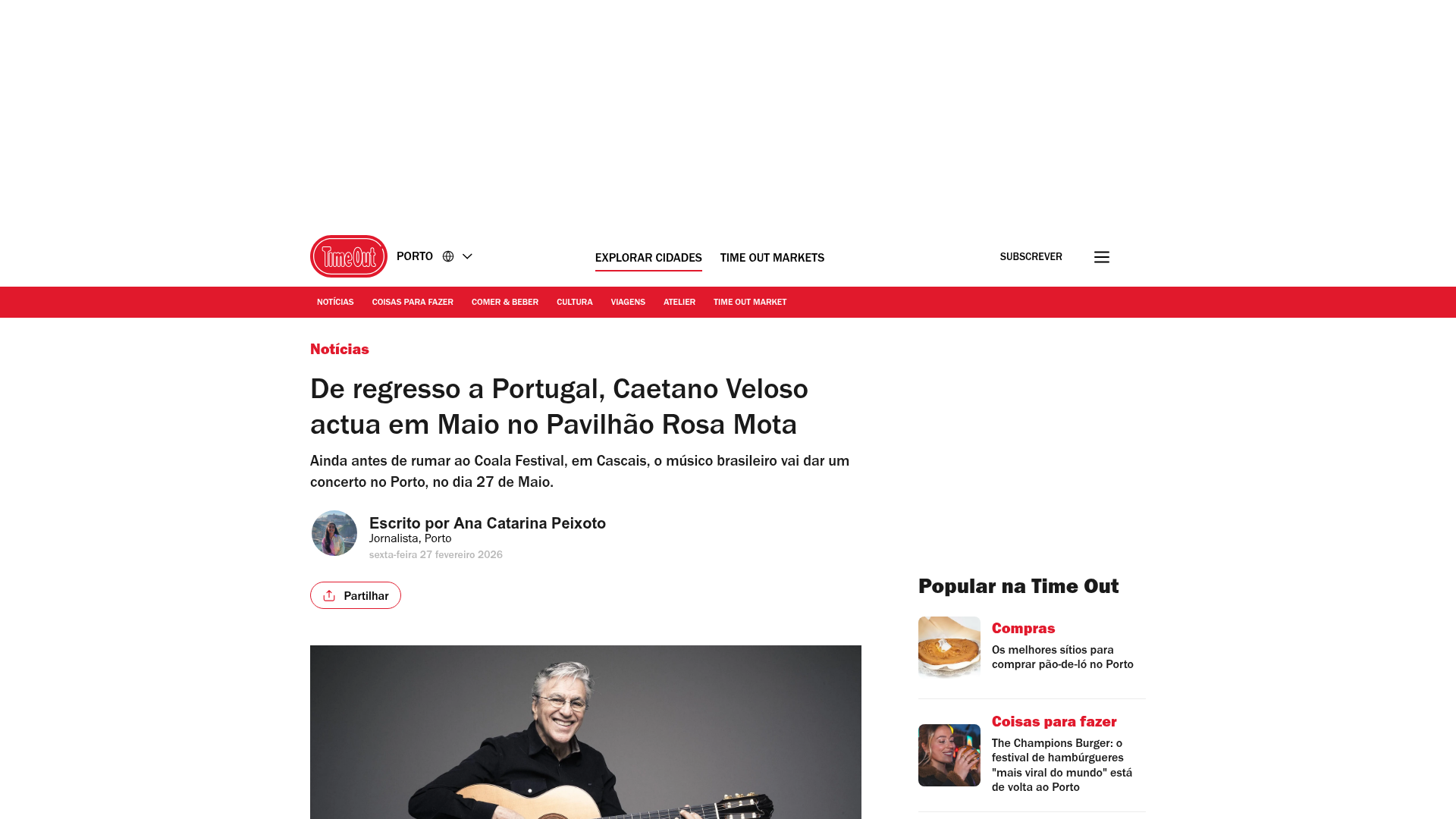 Time Out Porto: Caetano Veloso returns to Pavilhão Rosa Mota
